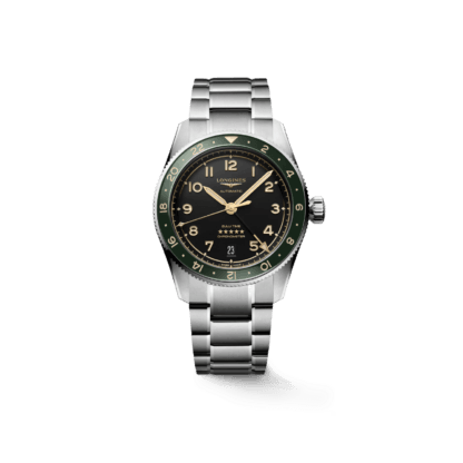 Longines Spirit Zulu Time 42mm, Green Bezel, Stainless Steel