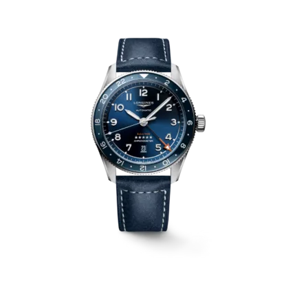 Longines Spirit Zulu Time Men's Watch 42mm, Blue Dial and Blue Calf Leather Strap