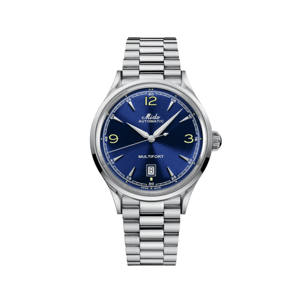 Mido Multifort Powerwind 40mm watch, Blue Dial & Stainless Steel