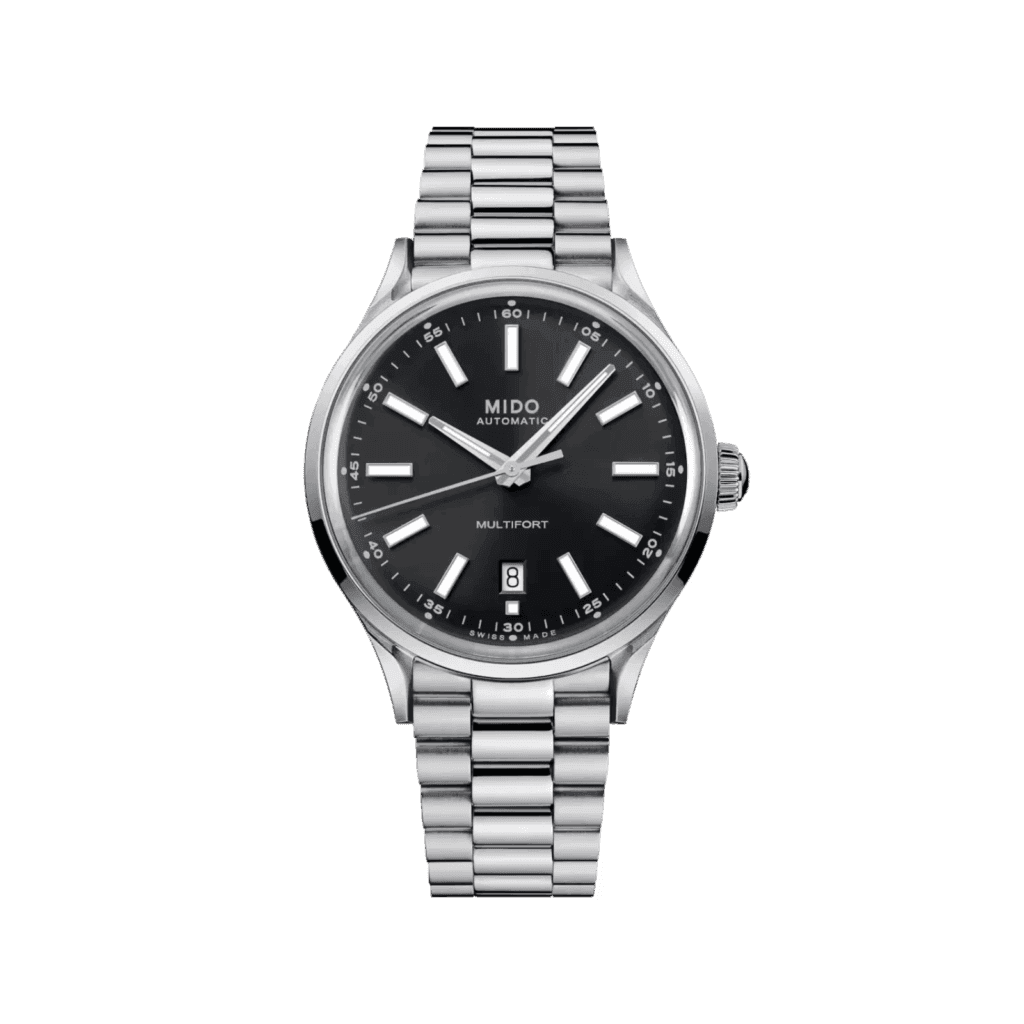 Mido Multifort Patrimony Powerwind 40mm watch, Black Dial & Stainless Steel