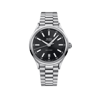 Mido Multifort Patrimony Powerwind 40mm watch, Black Dial & Stainless Steel