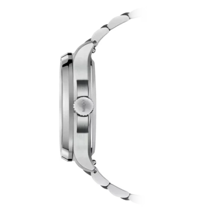 side view Multifort TV Big Date 39.2x40mm watch, Grey Dial & Stainless Steel Case