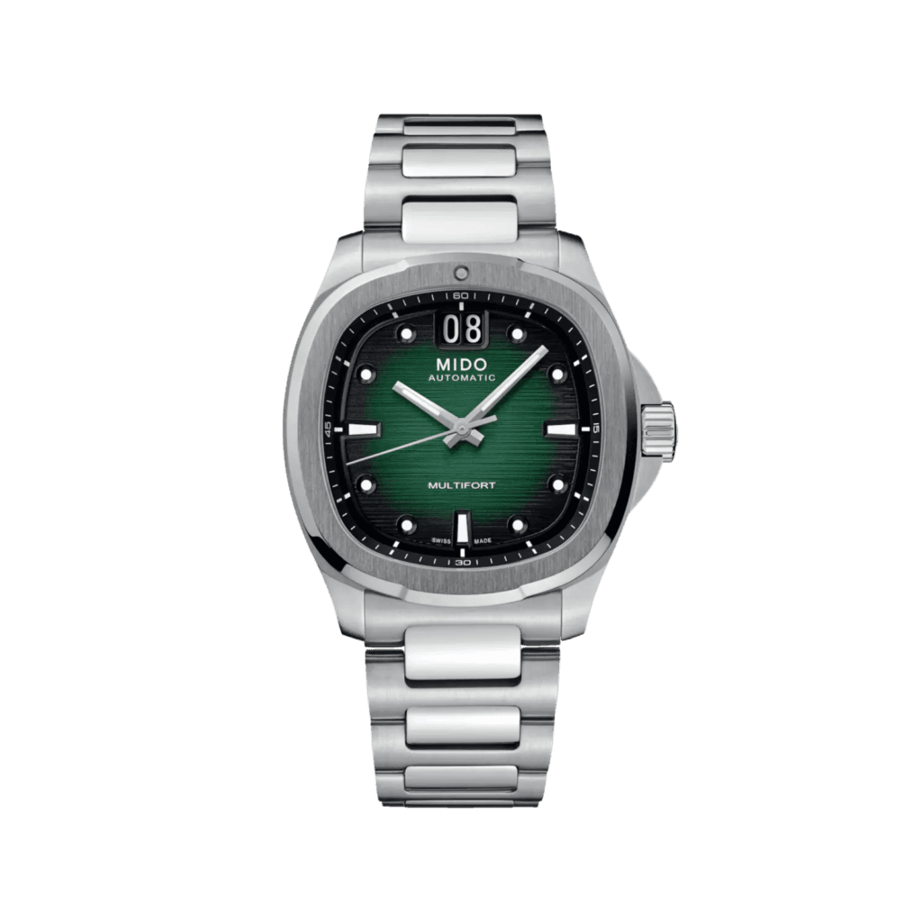 Mido Multifort TV Big Date 39.2x40mm watch, Green Dial & Stainless Steel Case