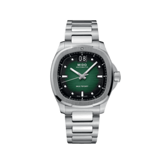 Mido Multifort TV Big Date 39.2x40mm watch, Green Dial & Stainless Steel Case