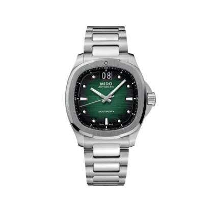 Mido Multifort TV Big Date 39.2x40mm watch, Green Dial & Stainless Steel Case