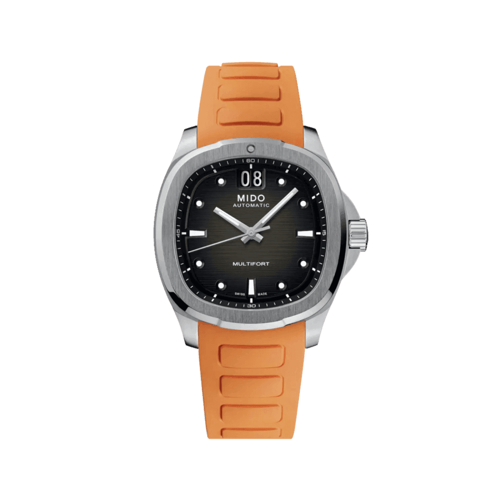 Mido Multifort TV Big Date 39.2x40mm watch, Grey Dial & Orange Strap