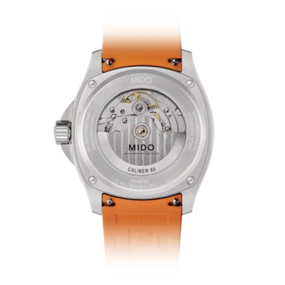 back view of the Multifort TV Big Date 39.2x40mm watch, Grey Dial & Orange Strap