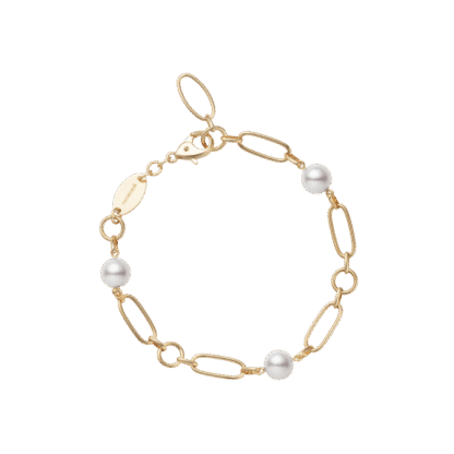 M Code Akoya Cultured Pearl Bracelet in 18K Yellow Gold