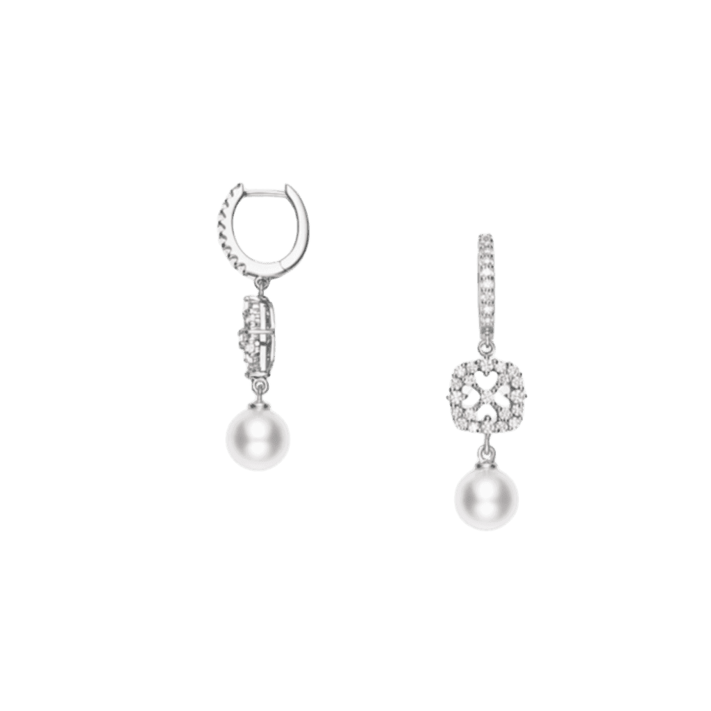 Mikimoto Akoya Cultured Pearl and Diamond Earrings