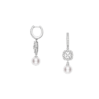 Mikimoto Akoya Cultured Pearl and Diamond Earrings