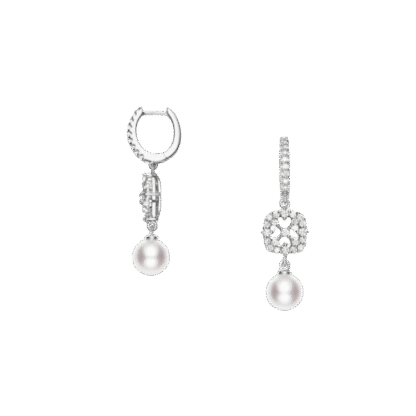 Mikimoto Akoya Cultured Pearl and Diamond Earrings