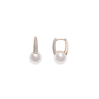 Mikimoto Classic Elegance Akoya Pearl and White Diamond Earrings in 18K Pink Gold