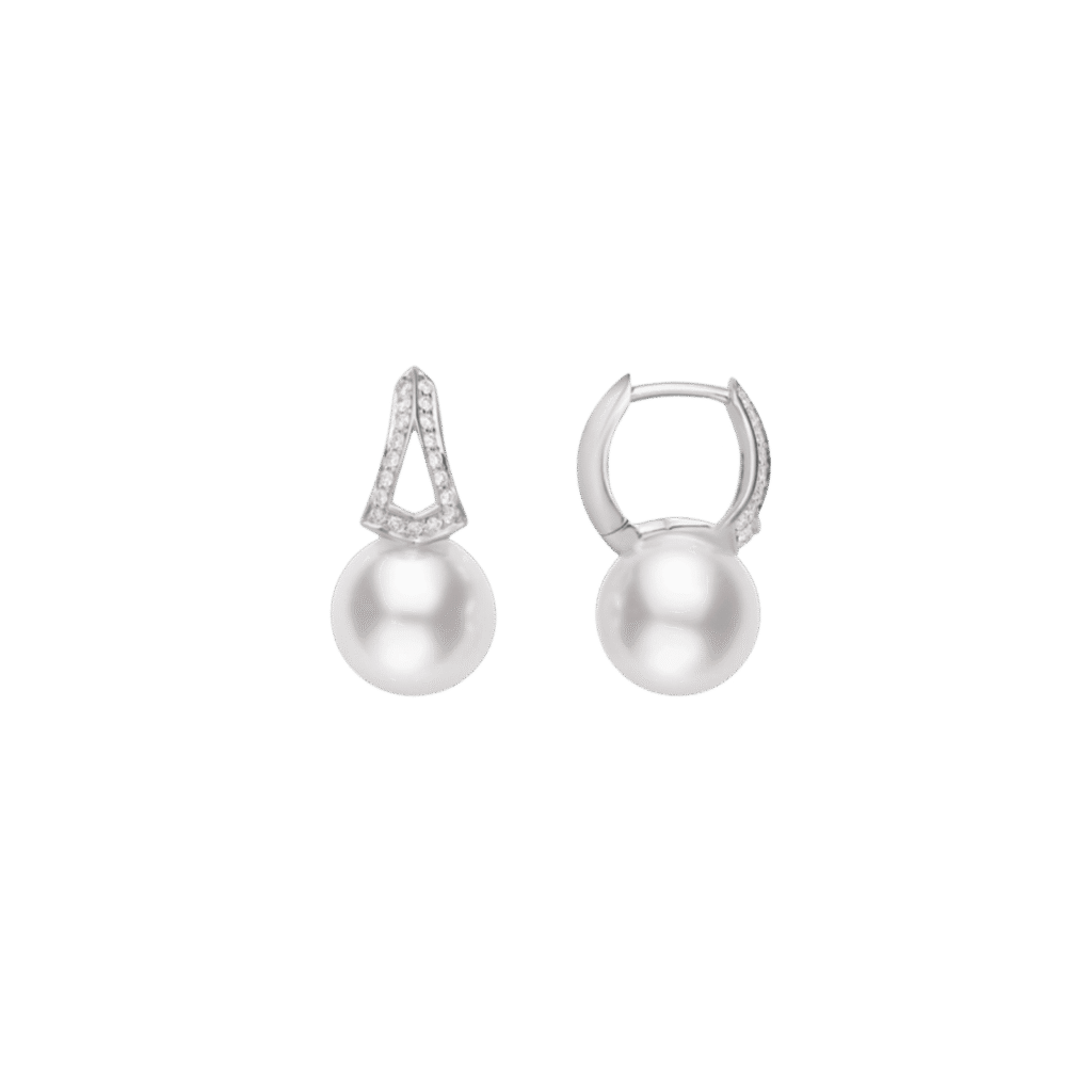 Classic Elegance Akoya Cultured Pearl Earrings with Diamonds in 18K White Gold