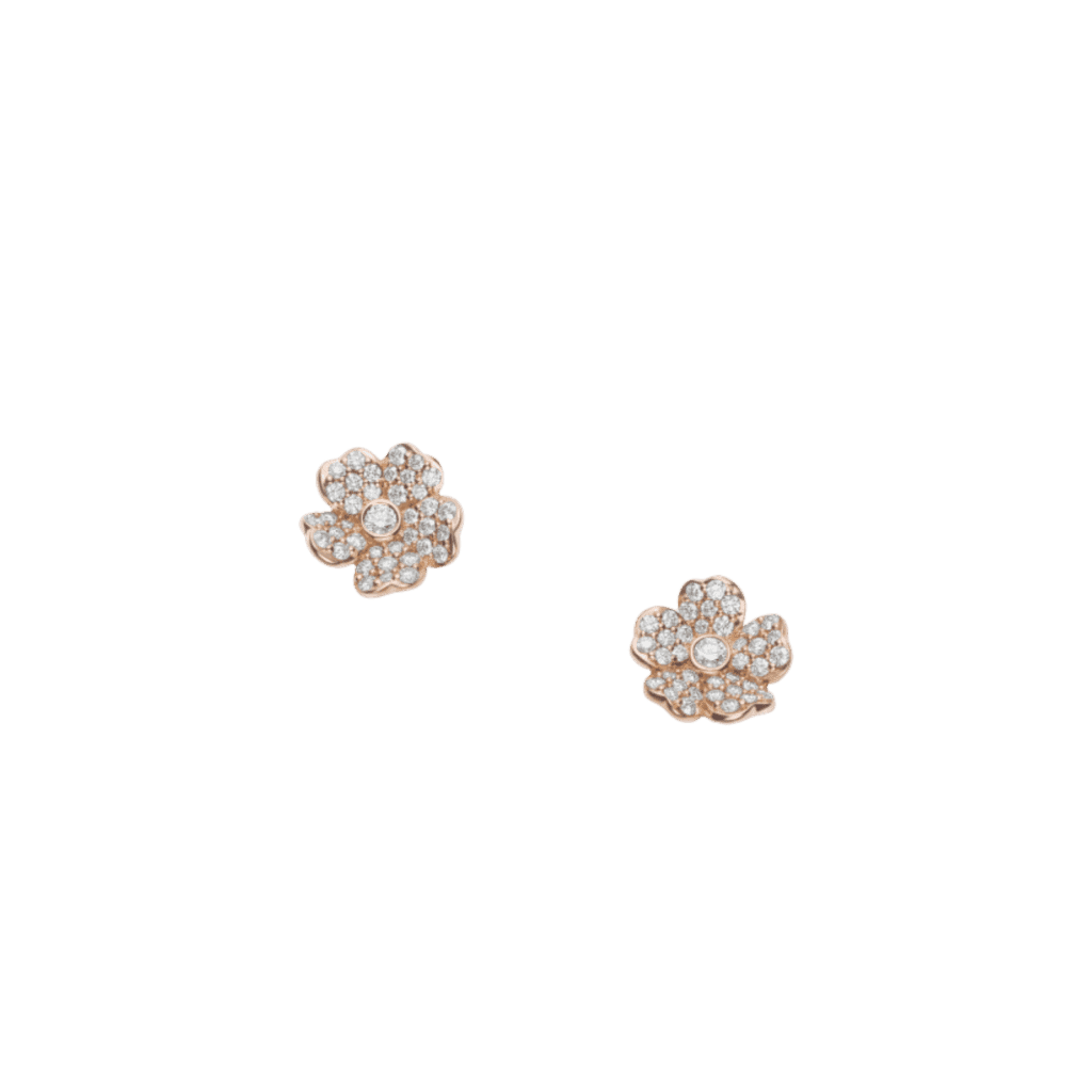 Cherry Blossom Diamond Earrings in Pink Gold