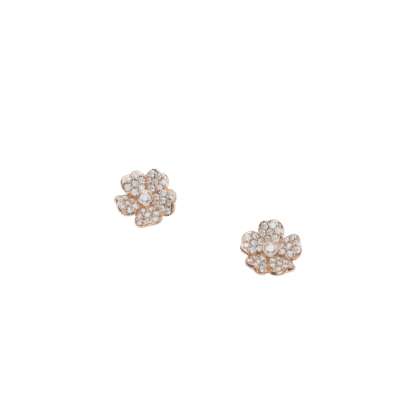 Cherry Blossom Diamond Earrings in Pink Gold