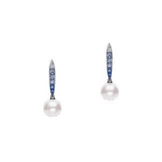 Mikimoto Akoya Cultured Pearl Ocean Earrings with Blue Sapphire