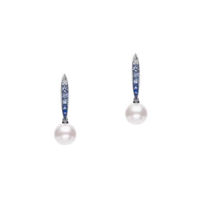 Mikimoto Akoya Cultured Pearl Ocean Earrings with Blue Sapphire