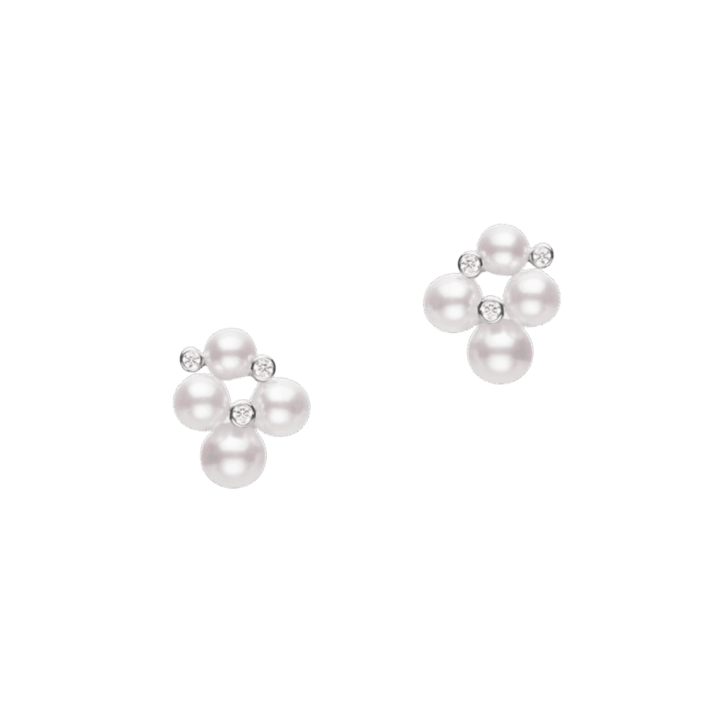Akoya Cultured Pearl and Diamond Bubbles Stud Earrings