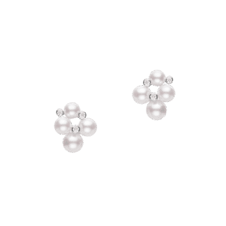 Akoya Cultured Pearl and Diamond Bubbles Stud Earrings