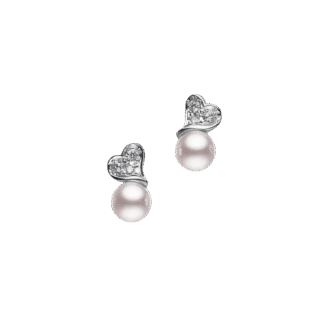 Mikimoto Akoya & Diamond Heart Stud Earrings