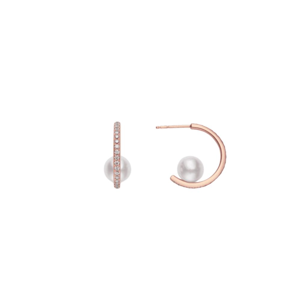 Mikimoto Akoya Cultured Pearl and Diamond Earrings - 18K Pink Gold