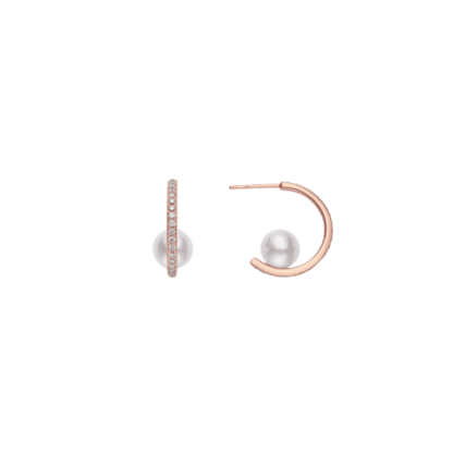 Mikimoto Akoya Cultured Pearl and Diamond Earrings - 18K Pink Gold