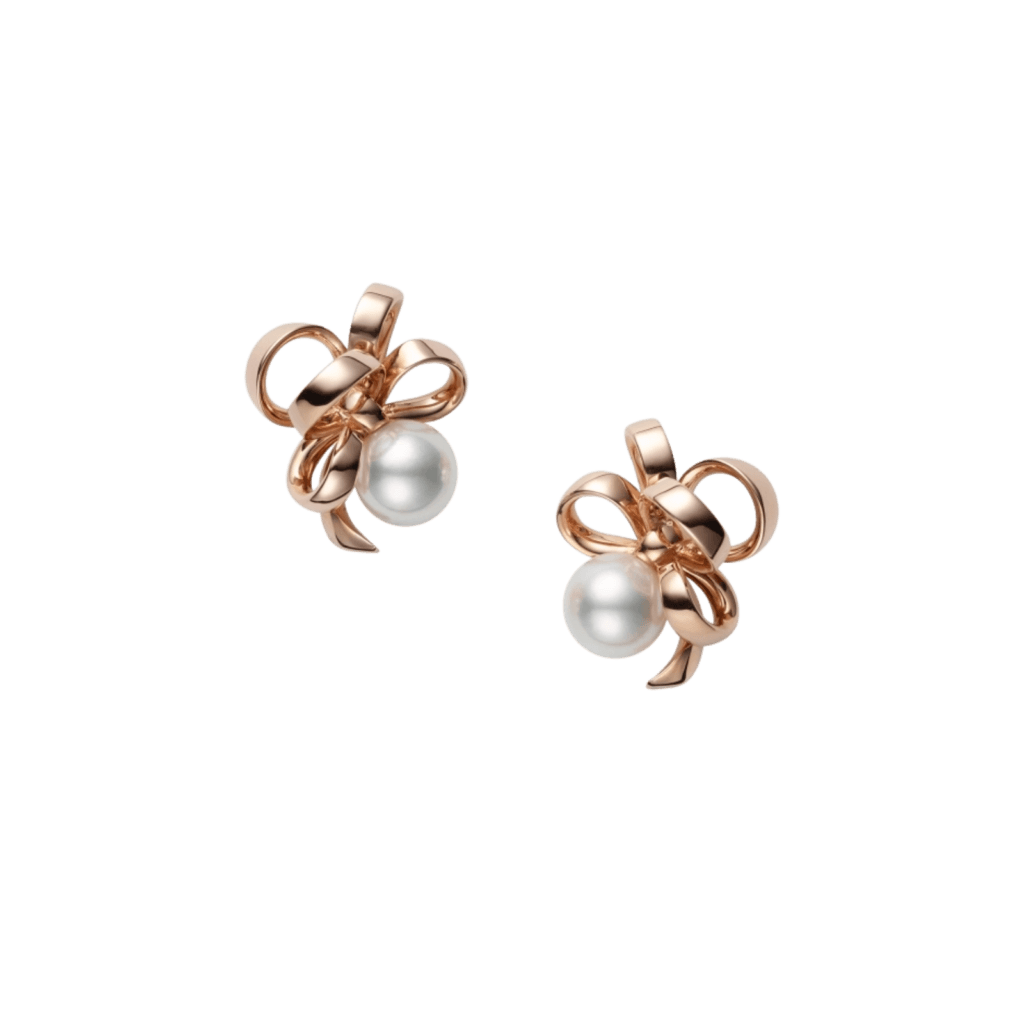 Mikimoto Jeux de Rubans Akoya Cultured Pearl Earrings in 18K Pink Gold