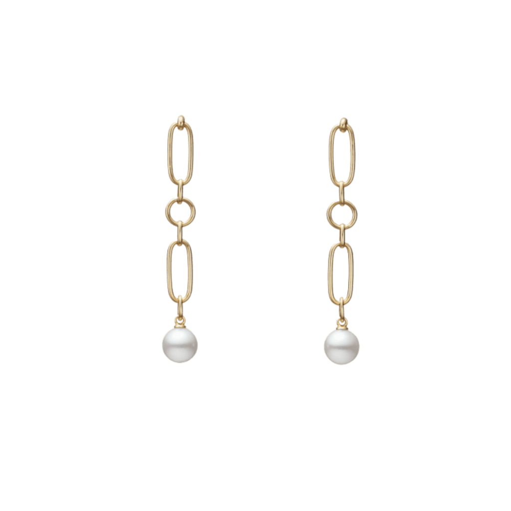 M Code Akoya Cultured Pearl Earrings in 18K Yellow Gold