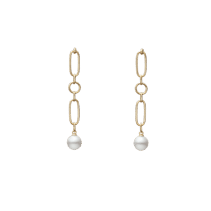 M Code Akoya Cultured Pearl Earrings in 18K Yellow Gold