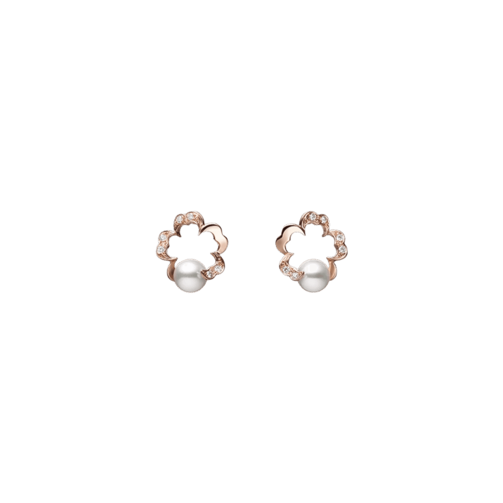 Mikimoto Cherry Blossom Earrings in 18k Pink Gold