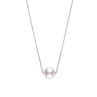 Mikimoto Akoya Cultured Pearl Single Pearl Pendant in 18K White Gold