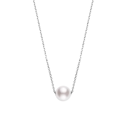 Mikimoto Akoya Cultured Pearl Single Pearl Pendant in 18K White Gold