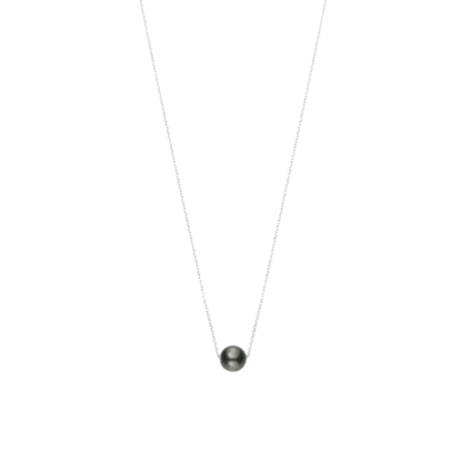 Mikimoto Black South Sea Cultured Single Pearl Pendant in 18K White Gold