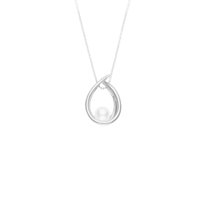 Akoya Cultured Pearl Pendant in White Gold