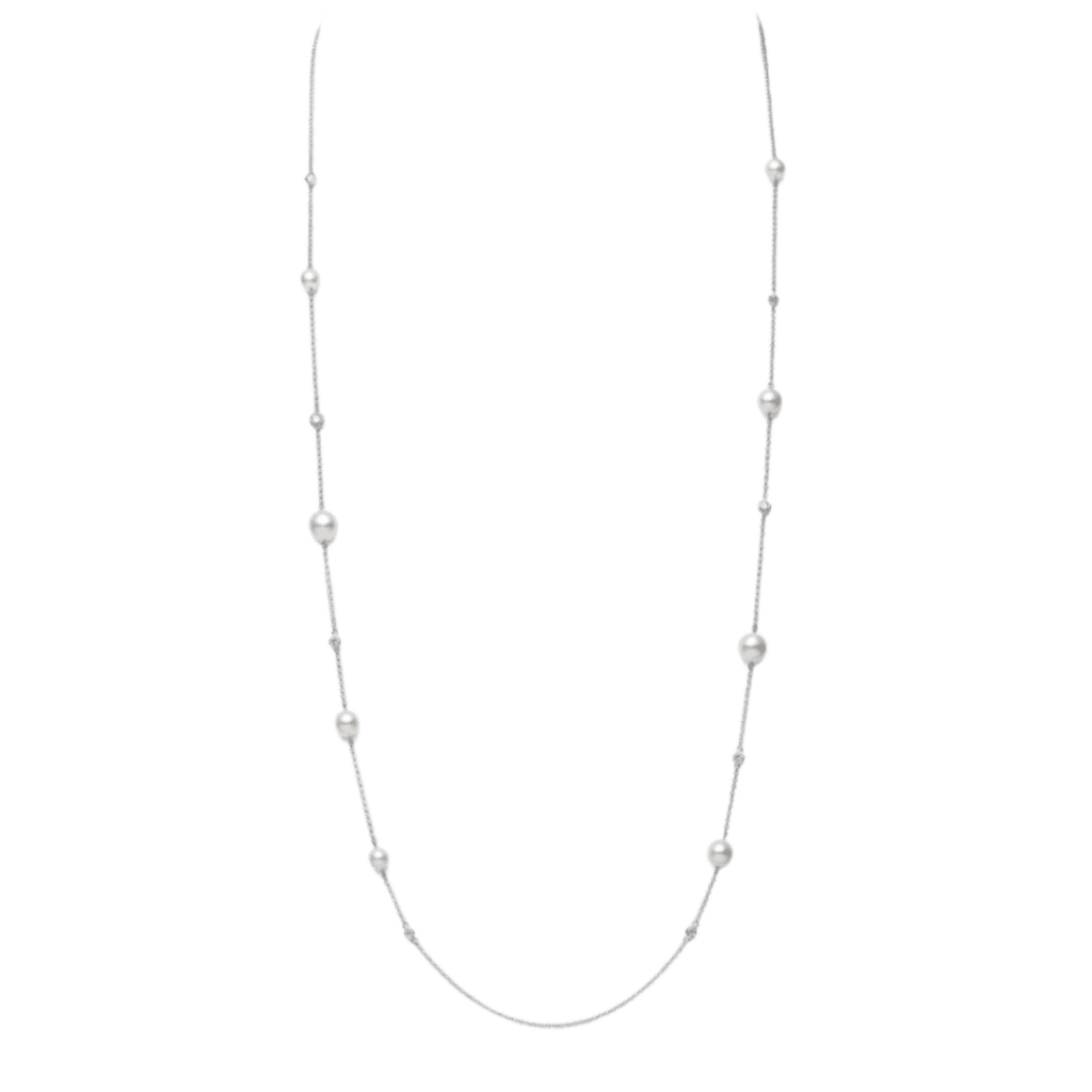 Mikimoto Akoya Cultured Pearl and Diamond Station Necklace
