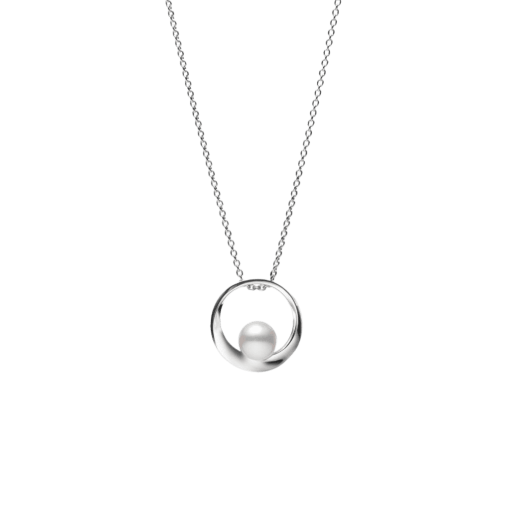 Mikimotot Akoya Cultured Pearl Circle Pendant in 18K White Gold