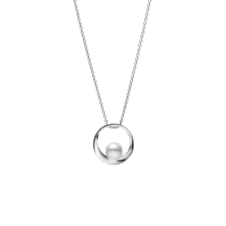Mikimotot Akoya Cultured Pearl Circle Pendant in 18K White Gold