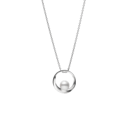 Mikimotot Akoya Cultured Pearl Circle Pendant in 18K White Gold