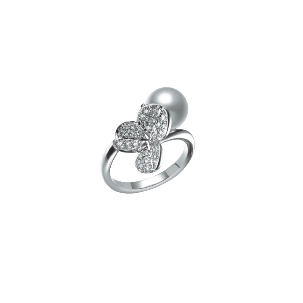 Mikimoto Fortune Leaves Collection Diamond Akoya Pearl Ring