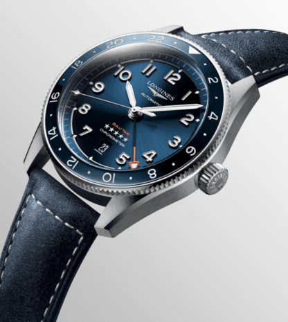Spirit Zulu Time Men's Watch 42mm, Blue Dial and Blue Calf Leather Strap