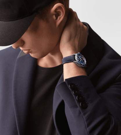 Spirit Zulu Time Men's Watch 42mm, Blue Dial and Blue Calf Leather Strap