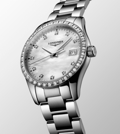 Conquest Classic Diamond Watch 34mm, Mother-of-Pearl Dial, Lady Watch