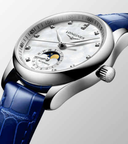 Longines Master Collection L2.409.4.87.0 with white alligator leather strap