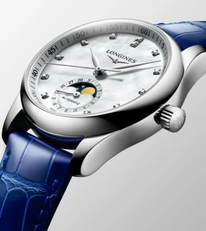 Longines Master Collection L2.409.4.87.0 with white alligator leather strap