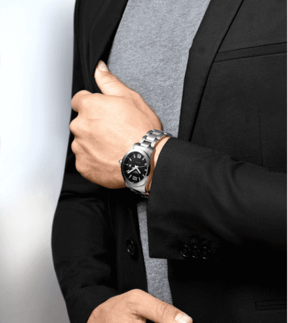 Longines Conquest Black Dial with Silver Hands
