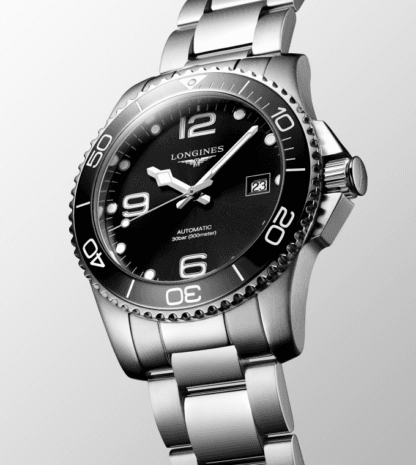 Stainless Steel And Ceramic Bezel, Sunray Black Dial, Bracelet Watch | Longines