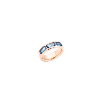 Pomellato Iconica 18k Rose Gold w/ 3 London Blue Topazes Ring