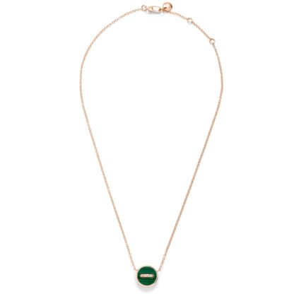 Pom Pom Dot Malachite, Mother of Pearl & Diamond Pendant - necklace view
