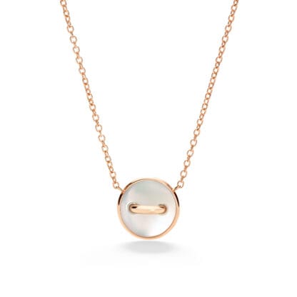 Pom Pom Dot 18k Rose Gold Necklace with Diamonds & Mother-of-Pearl Pendant - backside - back view