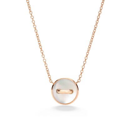 Pom Pom Dot 18k Rose Gold Necklace with Diamonds & Mother-of-Pearl Pendant - backside - back view